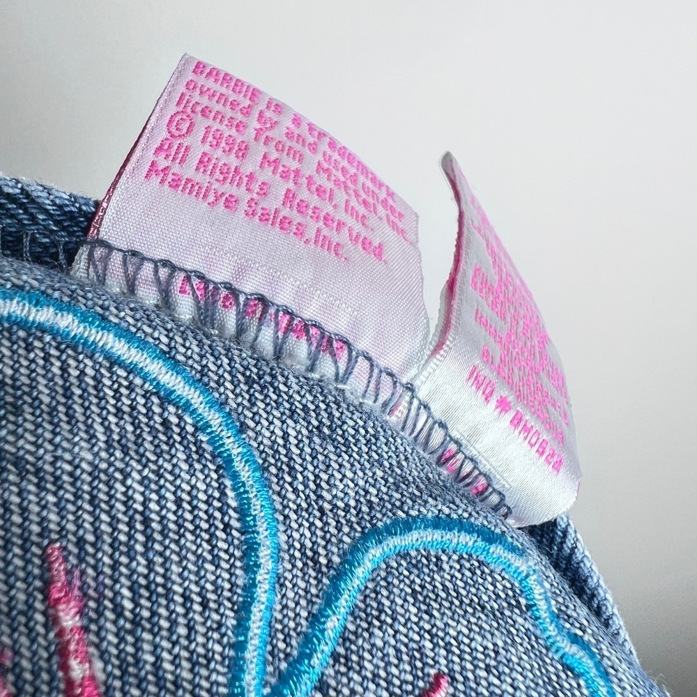 Vintage 1998 Barbie Denim Blue Overalls Shortalls 6 - Picture 4 of 5
